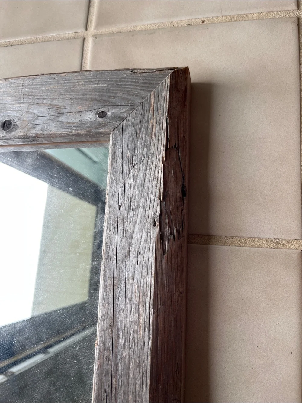 Rustic Reclaimed Wood Framed Mirror - Weathered Gray